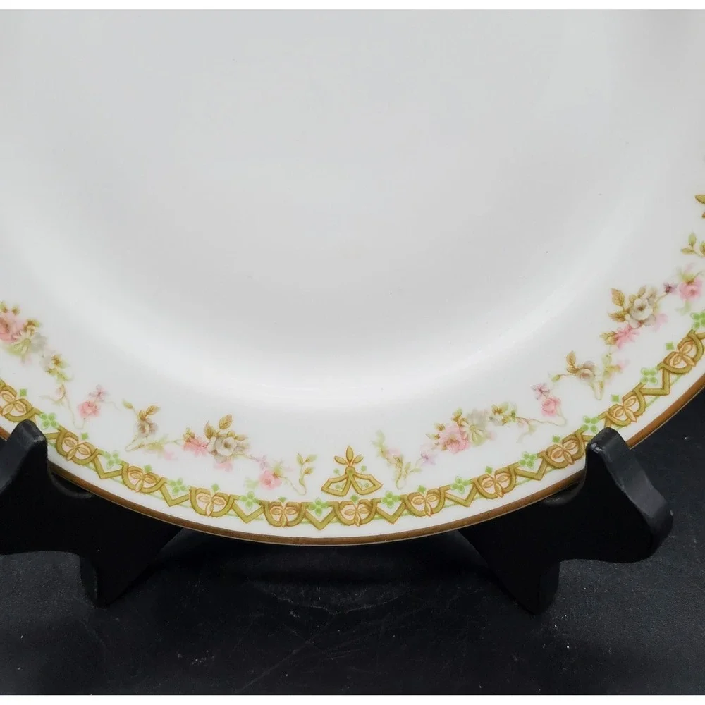Vintage Haviland Limoges Trianon Lunch Salad Plates Set 3 Pink Rose 7.5